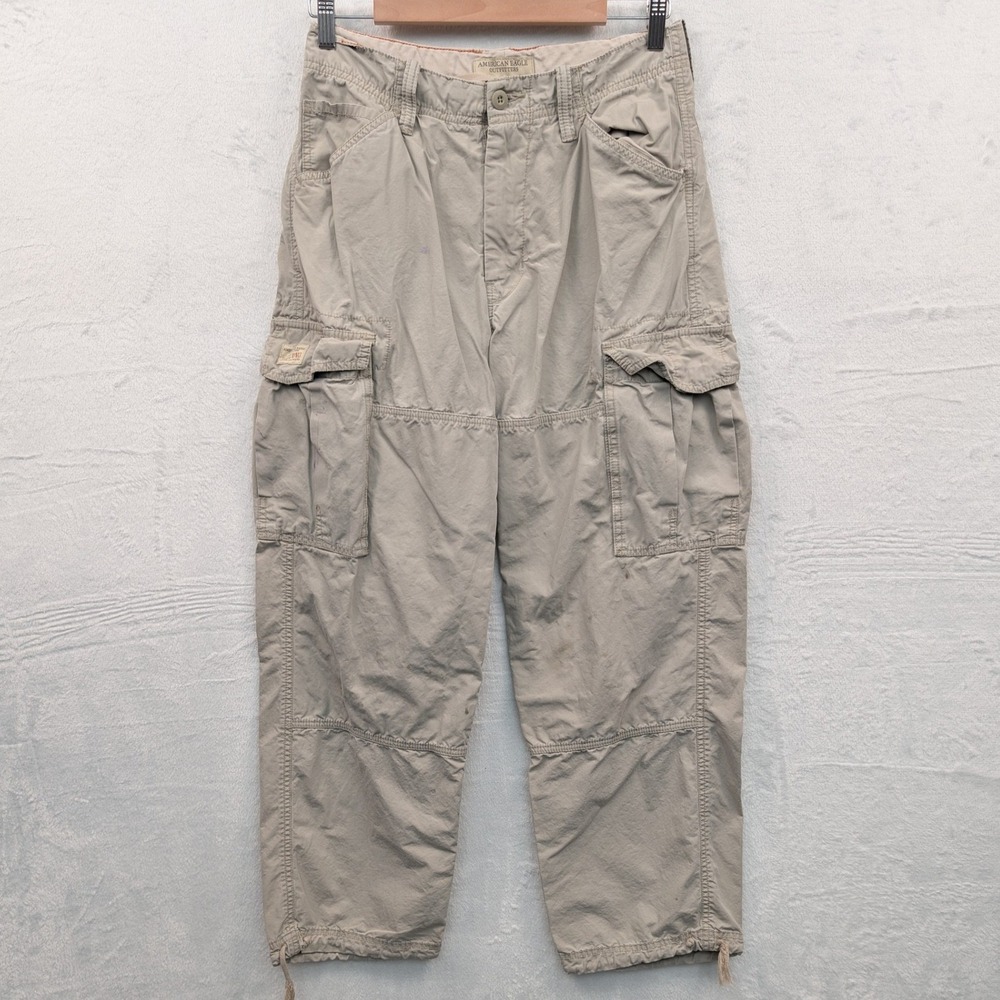 VTG American Eagle Cargo Pants Men's 30x30 Khaki Paratrooper Rugged Utility Y2K